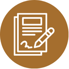 Icon of documents with a pen, representing the order process and documentation for packaging